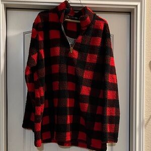 Cozy Red and Black Plaid Women's Zip-Up Jacket
